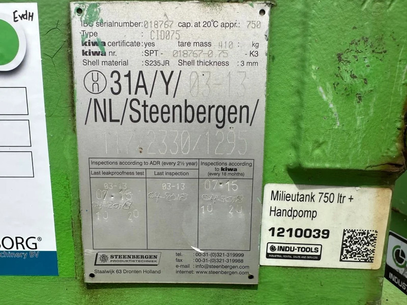 Kiwa IBC Steenbergen 750 liter Dieseltank met handpomp - 저장 탱크 : 사진 3 Kiwa IBC Steenbergen 750 liter Dieseltank met handpomp - 저장 탱크 : 사진 3