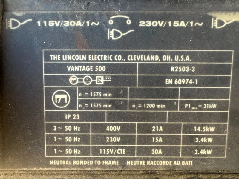 Lincoln Electric Vantage 500 Perkins 500 Amp Las generatorset Welding genset - 발전기 세트 : 사진 4 Lincoln Electric Vantage 500 Perkins 500 Amp Las generatorset Welding genset - 발전기 세트 : 사진 4