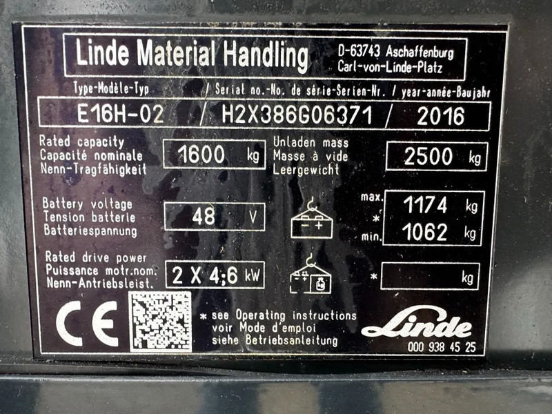 Linde E16H-02 1.6 ton Triplex Freelift Sideshift Elektra Heftruck 2016 - 전기 지게차 : 사진 4 Linde E16H-02 1.6 ton Triplex Freelift Sideshift Elektra Heftruck 2016 - 전기 지게차 : 사진 4