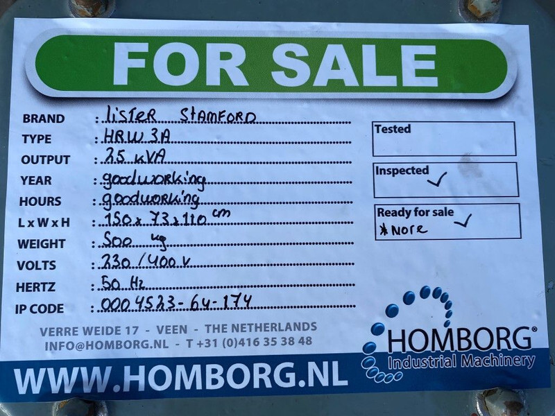 발전기 세트 Lister HRW3A Stamford 25 kVA generatorset : 사진 11