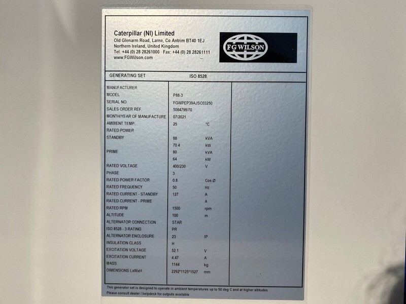 Perkins 1104A-44T FG Wilson 88 kVA Supersilent generatorset New ! - 발전기 세트 : 사진 4 Perkins 1104A-44T FG Wilson 88 kVA Supersilent generatorset New ! - 발전기 세트 : 사진 4