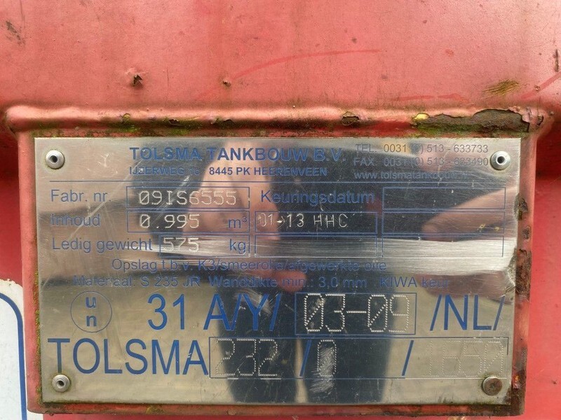 Tolsma Kiwa IBC 1000 liter dieseltank met handpomp - 저장 탱크 : 사진 3 Tolsma Kiwa IBC 1000 liter dieseltank met handpomp - 저장 탱크 : 사진 3