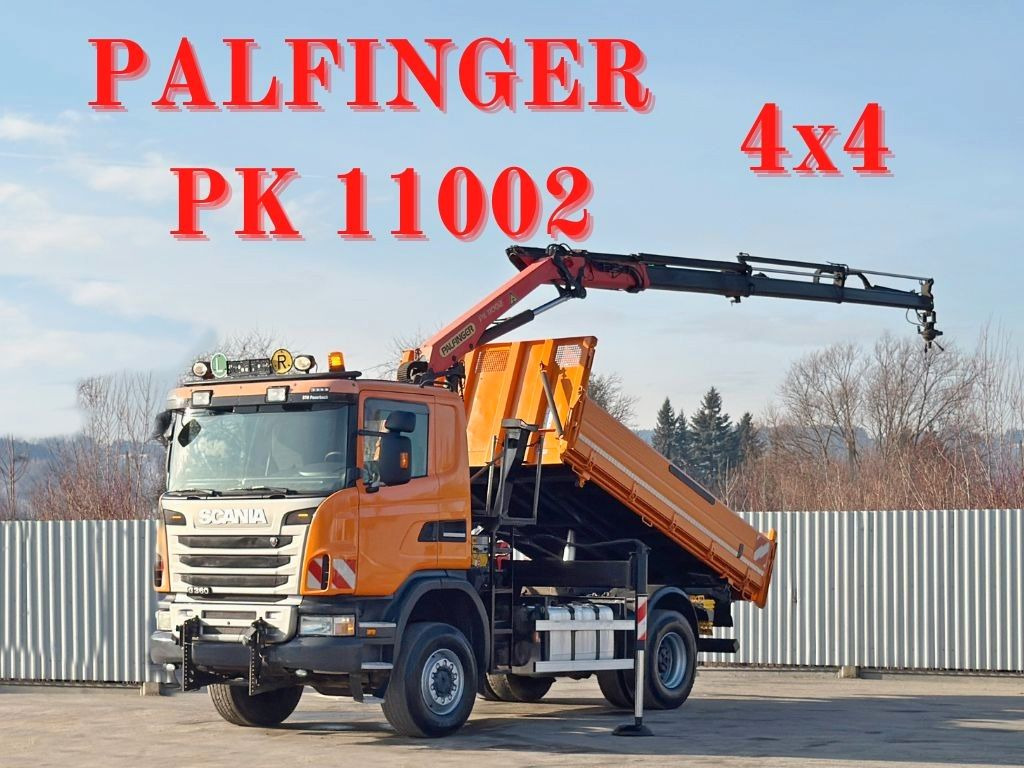 Scania G 360 * KIPPER 4,15m * PALFINGER PK 11002/ 4x4 - 크레인 트럭 : 사진 1 Scania G 360 * KIPPER 4,15m * PALFINGER PK 11002/ 4x4 - 크레인 트럭 : 사진 1