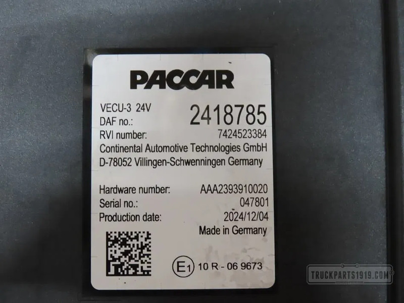 DAF 2418785 VECU Regeleenheid - ECU 트럭 용 : 사진 2 DAF 2418785 VECU Regeleenheid - ECU 트럭 용 : 사진 2