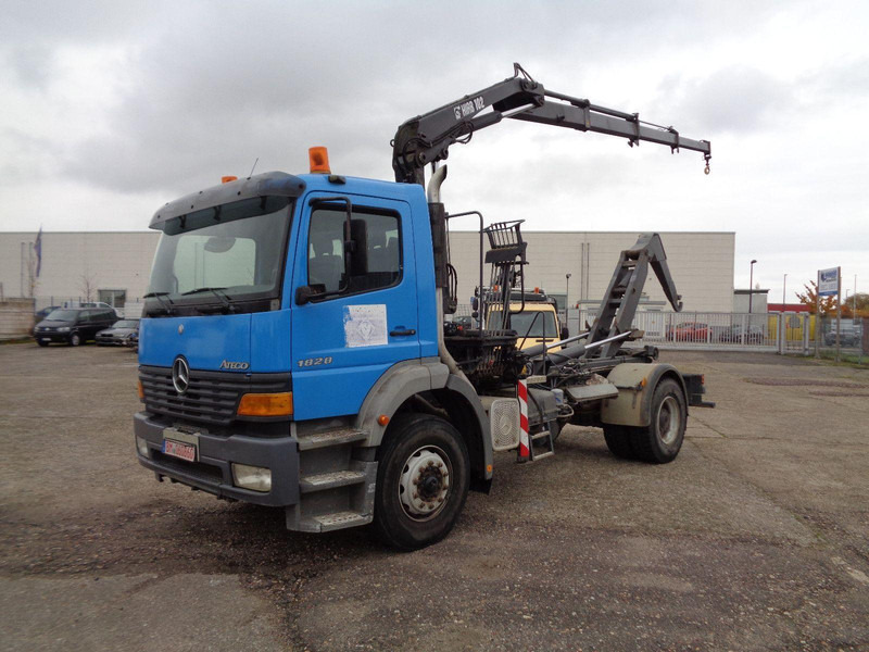 Mercedes-Benz Atego 1828 Hook lift truck + Crane Hiab 102 - 후크 리프트 트럭, 크레인 트럭 : 사진 1 Mercedes-Benz Atego 1828 Hook lift truck + Crane Hiab 102 - 후크 리프트 트럭, 크레인 트럭 : 사진 1