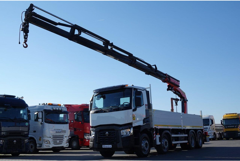 Renault C 430 / 8x4 / SKRZYNIOWY 7 M + HDS PALFINGER 33002 -wysów: 14,5 - 드롭사이드/ 플랫베드 트럭, 크레인 트럭 : 사진 2 Renault C 430 / 8x4 / SKRZYNIOWY 7 M + HDS PALFINGER 33002 -wysów: 14,5 - 드롭사이드/ 플랫베드 트럭, 크레인 트럭 : 사진 2