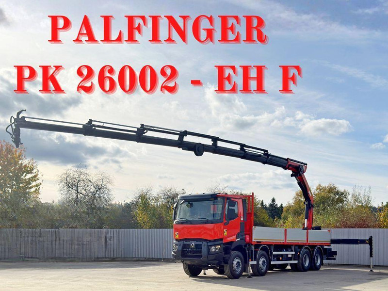 Renault C430 * PALFINGER PK 26002 - EH F + FUNK/ 8x4 - 드롭사이드/ 플랫베드 트럭, 크레인 트럭 : 사진 1 Renault C430 * PALFINGER PK 26002 - EH F + FUNK/ 8x4 - 드롭사이드/ 플랫베드 트럭, 크레인 트럭 : 사진 1