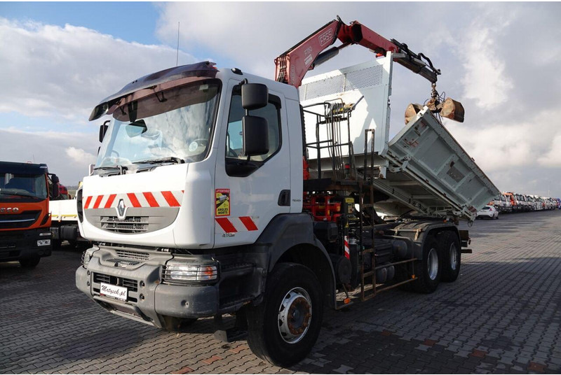 Renault KERAX 410 / 6x4 / WYWROTKA + HDS FASSI F150 / HYDROBURTA / BORDM - 덤프트럭, 크레인 트럭 : 사진 2 Renault KERAX 410 / 6x4 / WYWROTKA + HDS FASSI F150 / HYDROBURTA / BORDM - 덤프트럭, 크레인 트럭 : 사진 2
