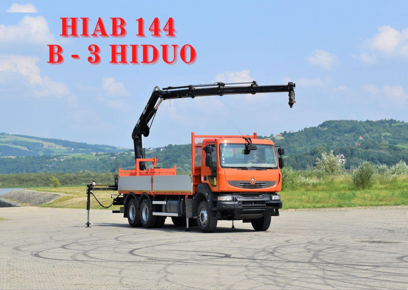Renault KERAX 410 * HIAB 144 B-3 HIDUO / 6x4 * TOP - 드롭사이드/ 플랫베드 트럭, 크레인 트럭 : 사진 1 Renault KERAX 410 * HIAB 144 B-3 HIDUO / 6x4 * TOP - 드롭사이드/ 플랫베드 트럭, 크레인 트럭 : 사진 1
