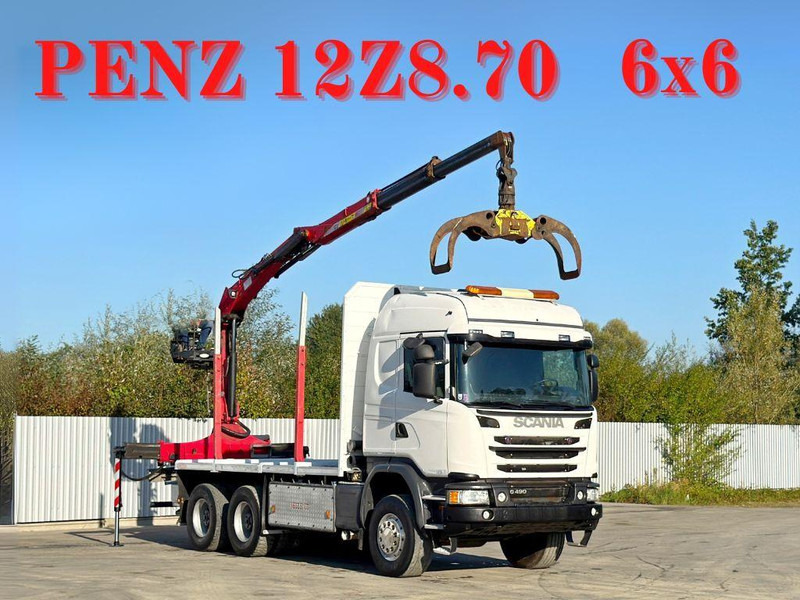 Scania G490 - 목재 트럭, 크레인 트럭 : 사진 1 Scania G490 - 목재 트럭, 크레인 트럭 : 사진 1