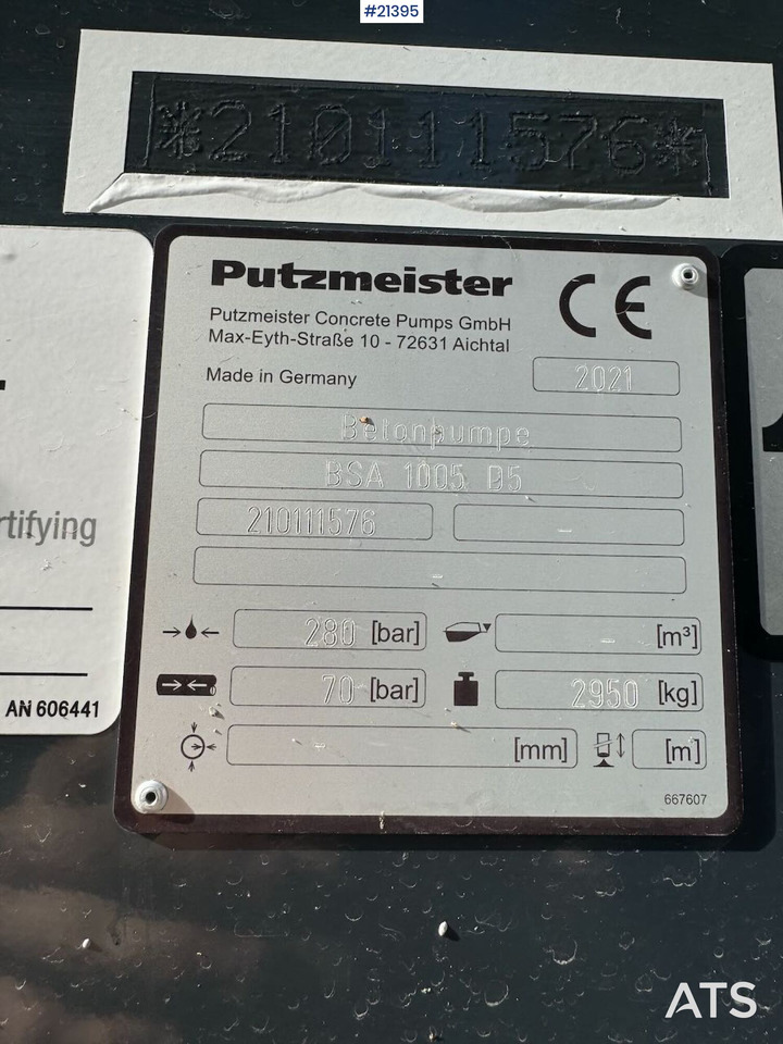 고정식 콘크리트 펌프 Putzmeister BSA 1005 D5 : 사진 24 고정식 콘크리트 펌프 Putzmeister BSA 1005 D5 : 사진 24