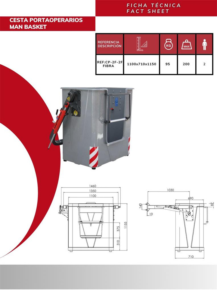 Fiber Man Basket CP-2F-2F - 부착물 로더 크레인 용 : 사진 4 Fiber Man Basket CP-2F-2F - 부착물 로더 크레인 용 : 사진 4