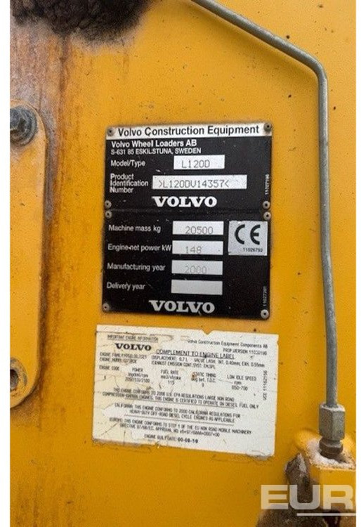 2000 Volvo L120D - 휠 로더 : 사진 2 2000 Volvo L120D - 휠 로더 : 사진 2