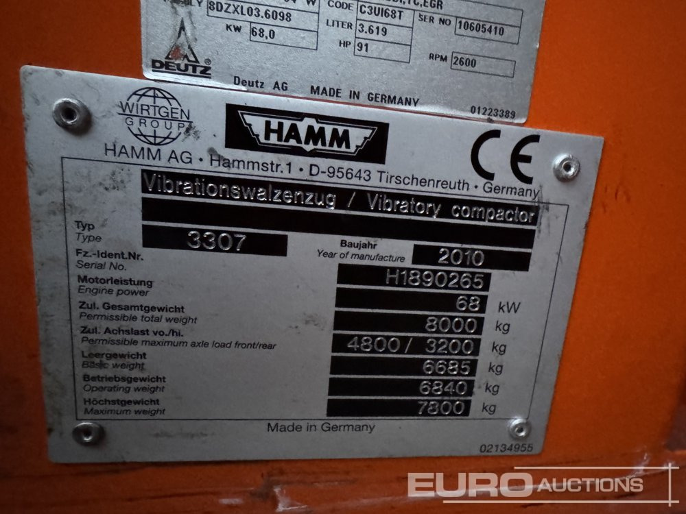 2010 Hamm 3307 - 롤러 : 사진 1 2010 Hamm 3307 - 롤러 : 사진 1