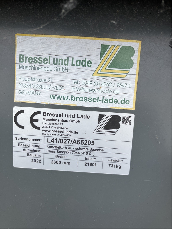 Bressel und Lade Kartoffelkorb XL - 트랙터용 프론트 로더 : 사진 2 Bressel und Lade Kartoffelkorb XL - 트랙터용 프론트 로더 : 사진 2