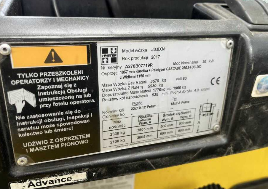 Hyster J3.0XN - 전기 지게차 : 사진 4 Hyster J3.0XN - 전기 지게차 : 사진 4