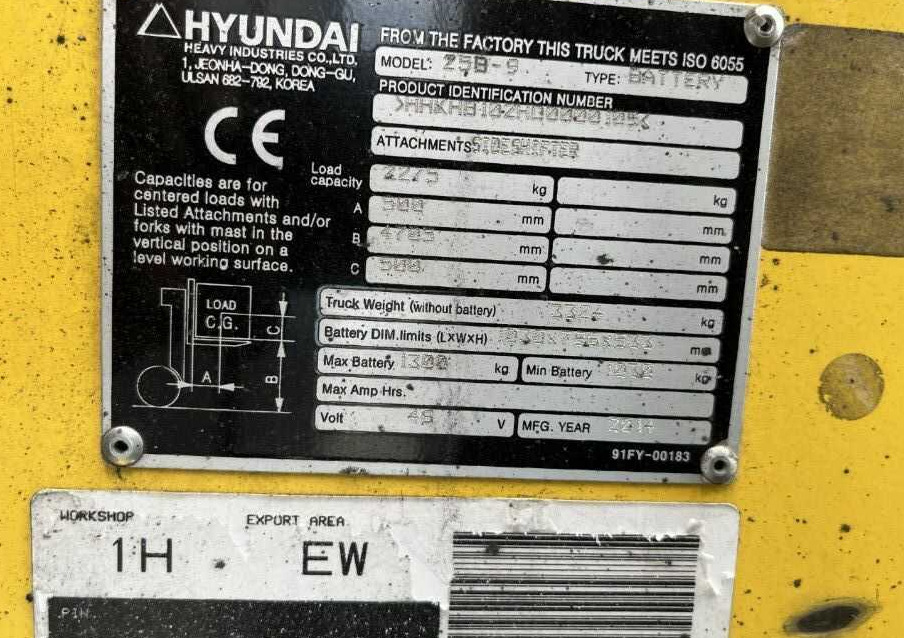 Hyundai 25B-9 - 전기 지게차 : 사진 4 Hyundai 25B-9 - 전기 지게차 : 사진 4