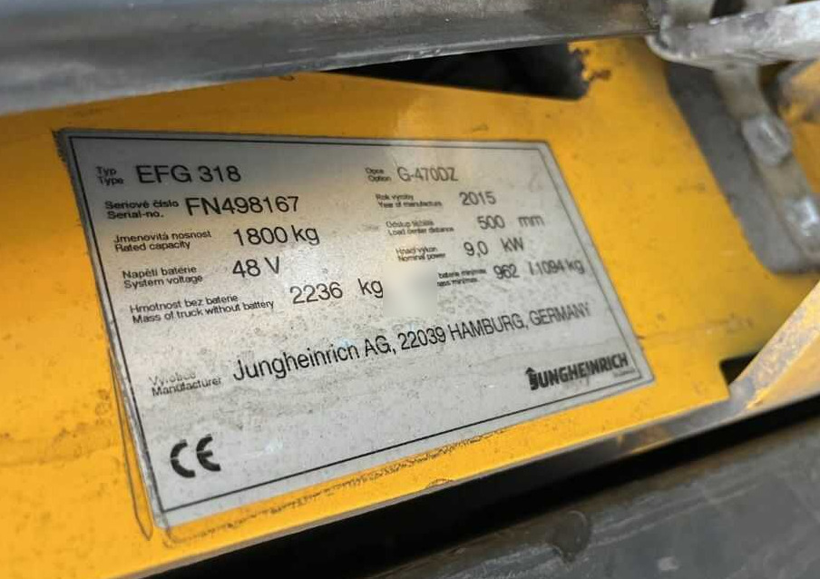 Jungheinrich EFG318 - 전기 지게차 : 사진 4 Jungheinrich EFG318 - 전기 지게차 : 사진 4