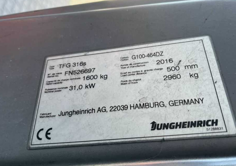 Jungheinrich TFG316s - LPG 지게차 : 사진 4 Jungheinrich TFG316s - LPG 지게차 : 사진 4