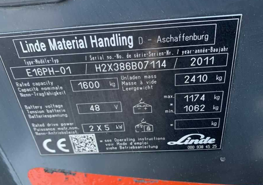 Linde E16PH-01 - 전기 지게차 : 사진 5 Linde E16PH-01 - 전기 지게차 : 사진 5