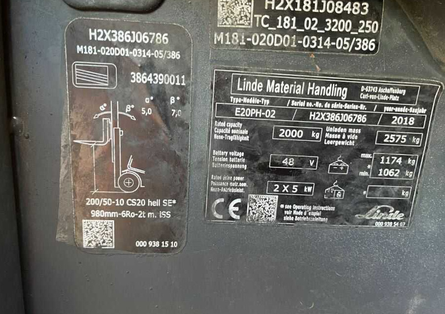 Linde E20PH-02 - 전기 지게차 : 사진 4 Linde E20PH-02 - 전기 지게차 : 사진 4