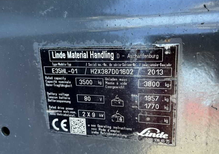 Linde E35HL-01 - 전기 지게차 : 사진 4 Linde E35HL-01 - 전기 지게차 : 사진 4