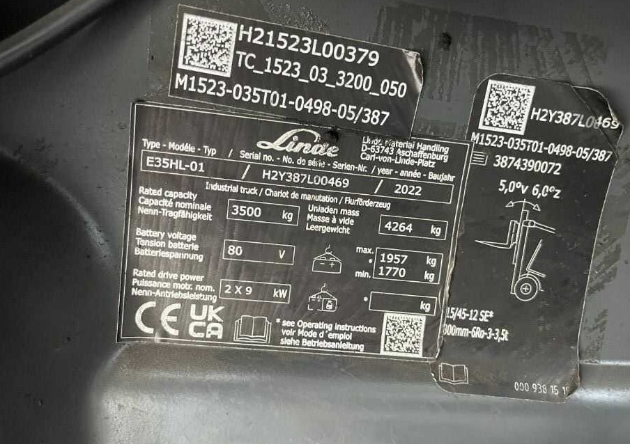 Linde E35HL-01 - 전기 지게차 : 사진 4 Linde E35HL-01 - 전기 지게차 : 사진 4