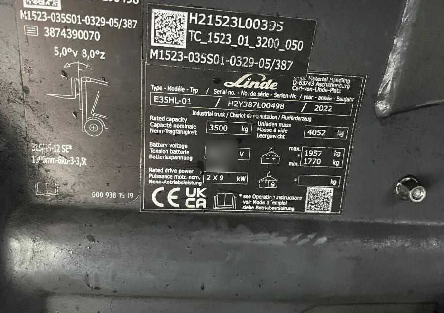 Linde E35HL-02 - 전기 지게차 : 사진 4 Linde E35HL-02 - 전기 지게차 : 사진 4