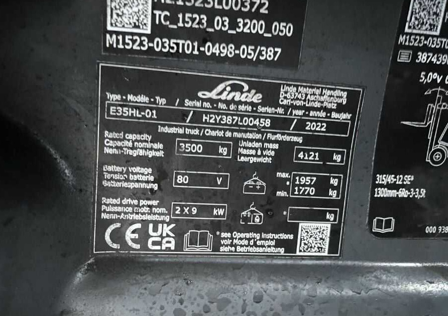 Linde E35HL-02 - 전기 지게차 : 사진 4 Linde E35HL-02 - 전기 지게차 : 사진 4