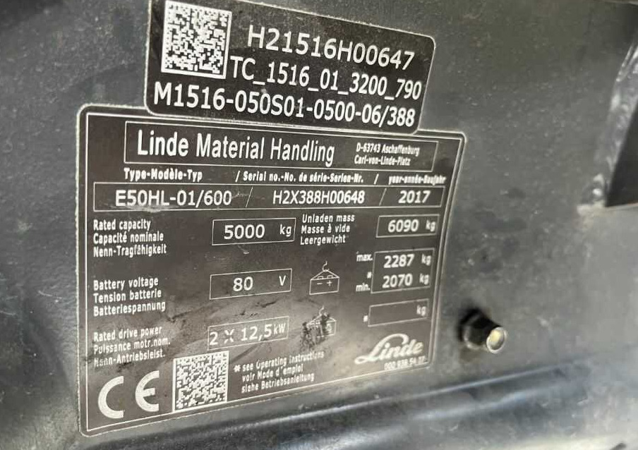 Linde E50HL-01/600 - 전기 지게차 : 사진 4 Linde E50HL-01/600 - 전기 지게차 : 사진 4