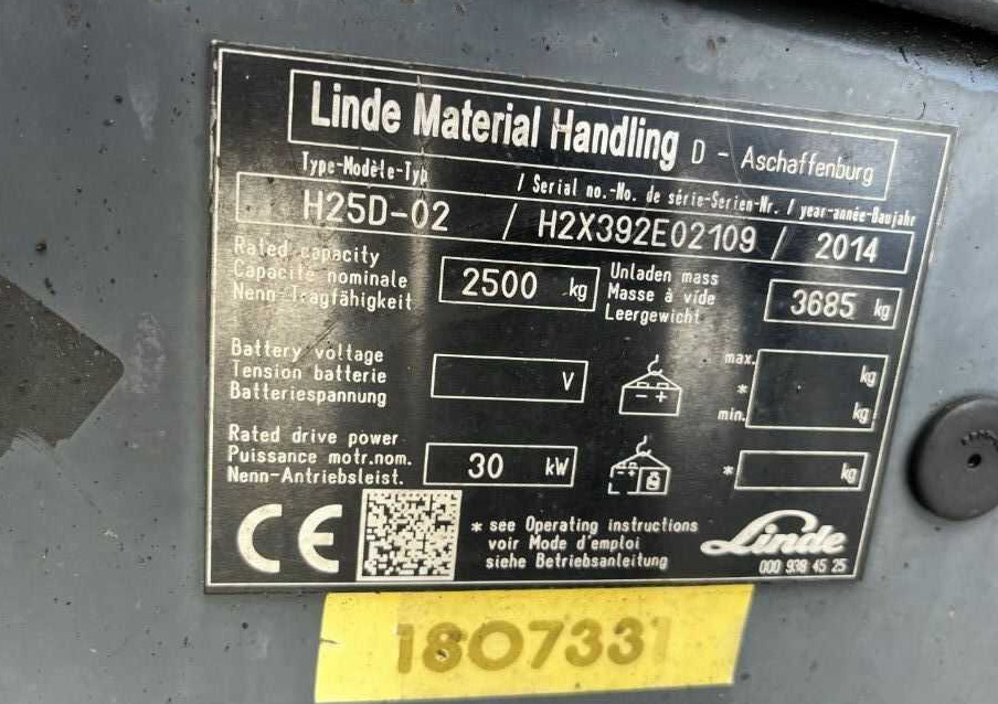 Linde H25D-02 - 디젤 지게차 : 사진 4 Linde H25D-02 - 디젤 지게차 : 사진 4
