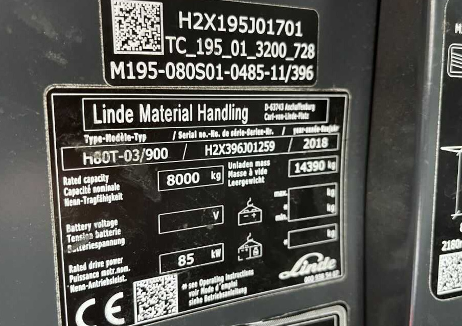 LPG 지게차 Linde H80T-03/900 : 사진 10