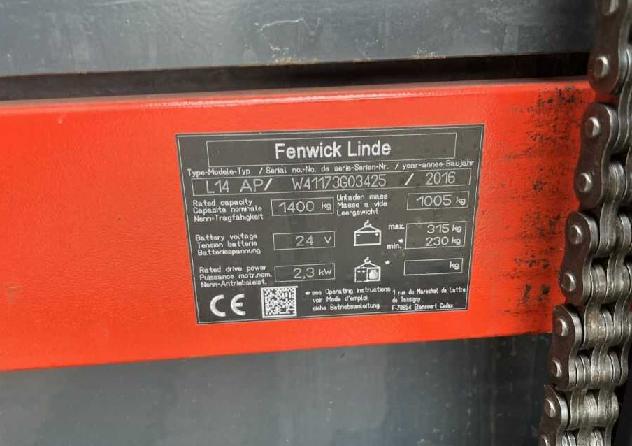 Linde L14LAP - 스태커 : 사진 4 Linde L14LAP - 스태커 : 사진 4