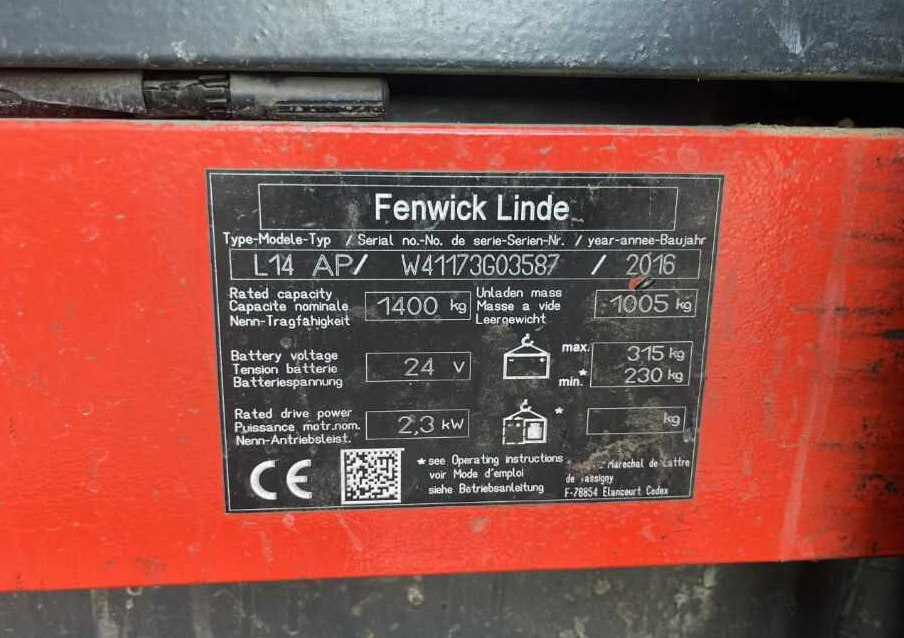 Linde L14lAP - 스태커 : 사진 4 Linde L14lAP - 스태커 : 사진 4