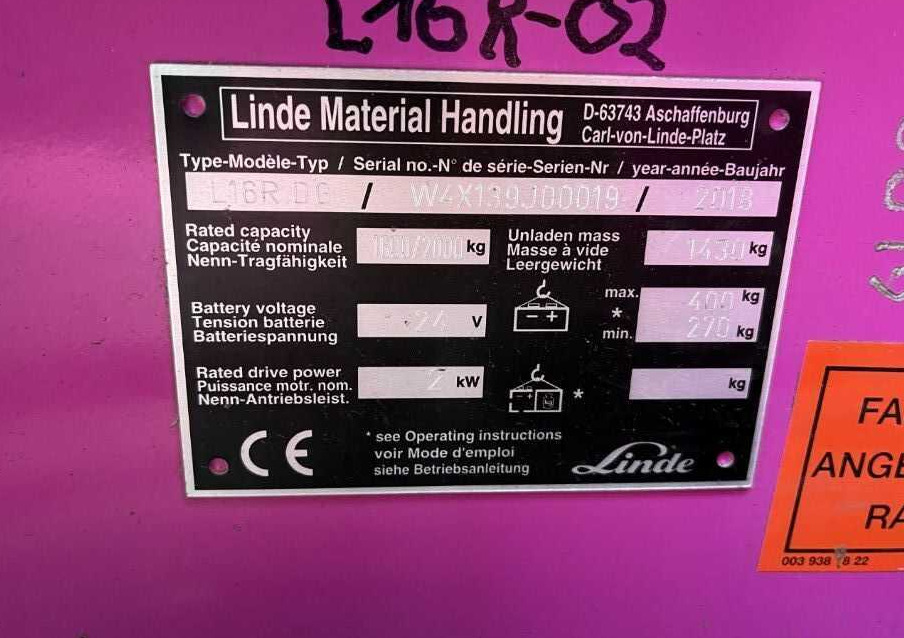 Linde L16RDG - 스태커 : 사진 3 Linde L16RDG - 스태커 : 사진 3