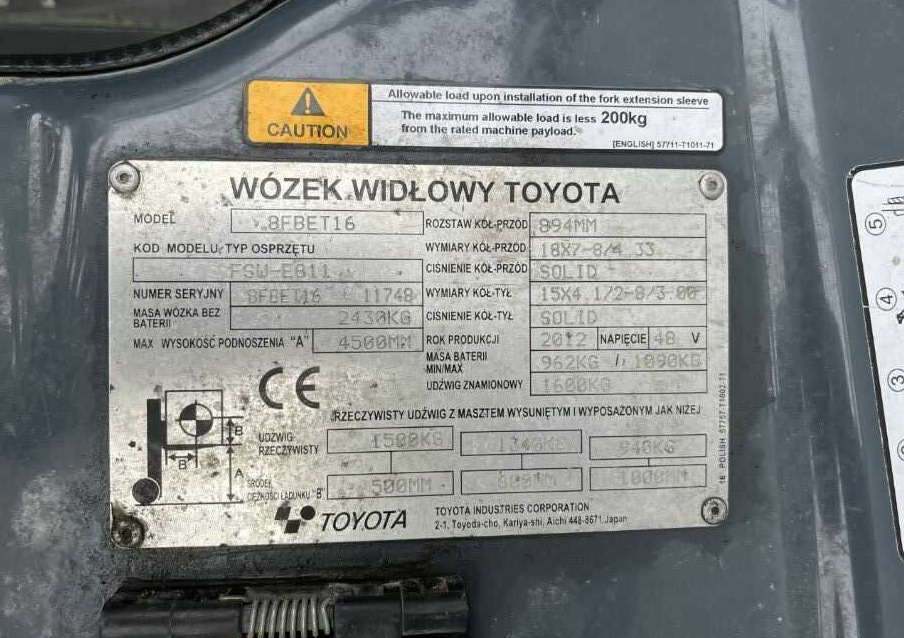 Toyota 8FBET16 - 전기 지게차 : 사진 4 Toyota 8FBET16 - 전기 지게차 : 사진 4