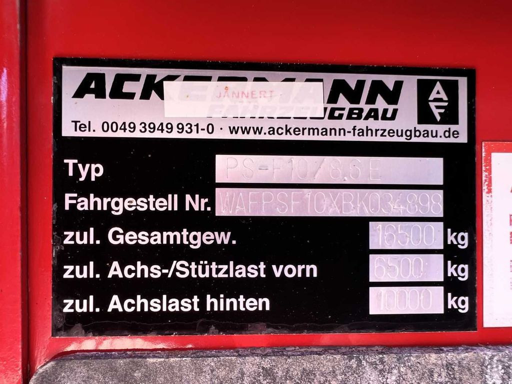 드롭사이드/ 플랫베드 세미 트레일러 Ackermann PS-F10/86E Pritsche MB-Achse 8.480mm : 사진 15