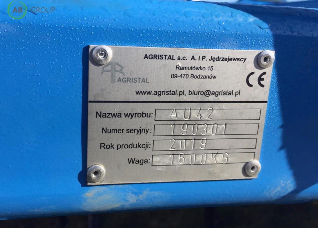 Hydraulically folding seedbed cultivator 4,2 m Agristal AU - 로터베이터 : 사진 2 Hydraulically folding seedbed cultivator 4,2 m Agristal AU - 로터베이터 : 사진 2