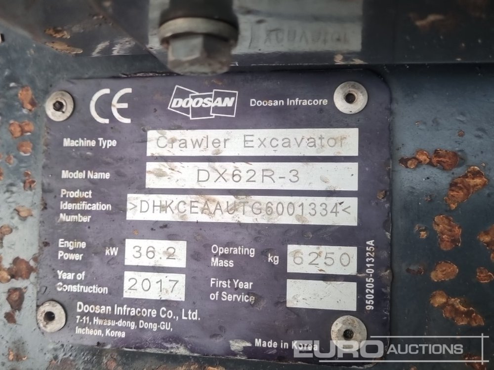 미니 굴삭기 2017 Doosan DX62R-3 : 사진 43 미니 굴삭기 2017 Doosan DX62R-3 : 사진 43