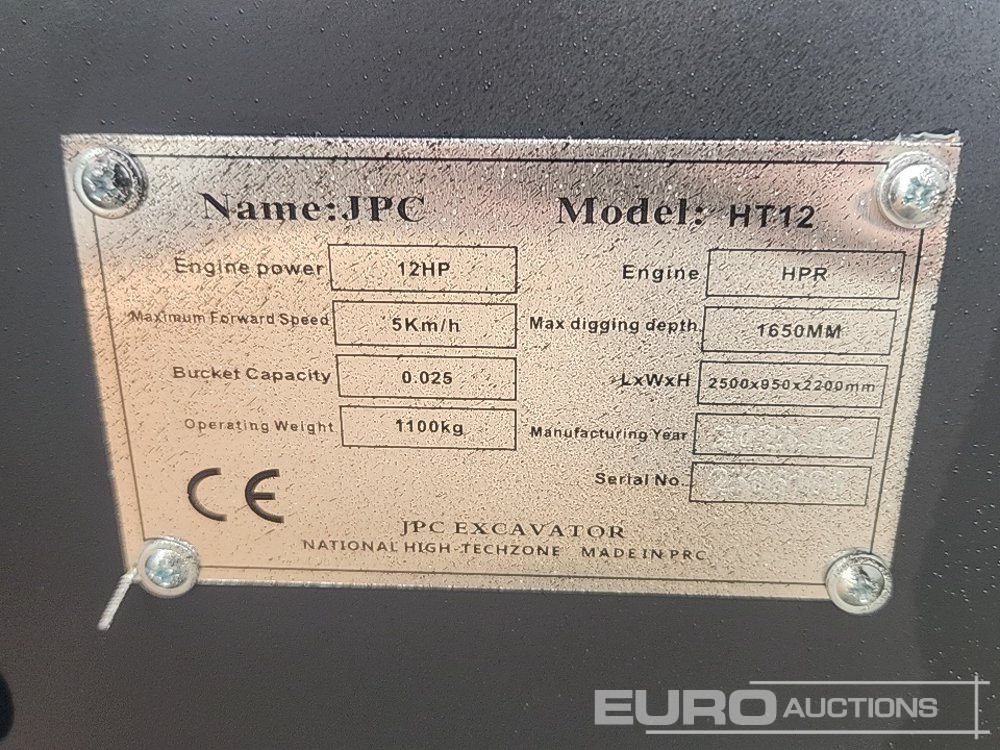 Unused 2025 JPC HT12 - 미니 굴삭기 : 사진 2 Unused 2025 JPC HT12 - 미니 굴삭기 : 사진 2