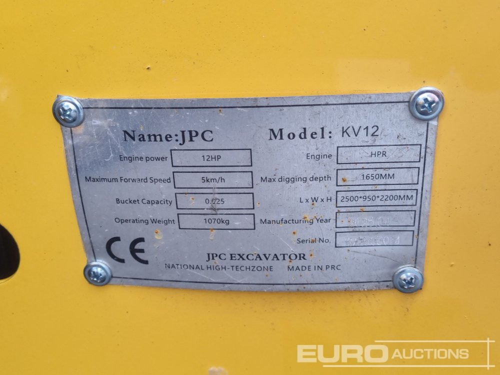 Unused 2025 JPC KV12 - 미니 굴삭기 : 사진 1 Unused 2025 JPC KV12 - 미니 굴삭기 : 사진 1