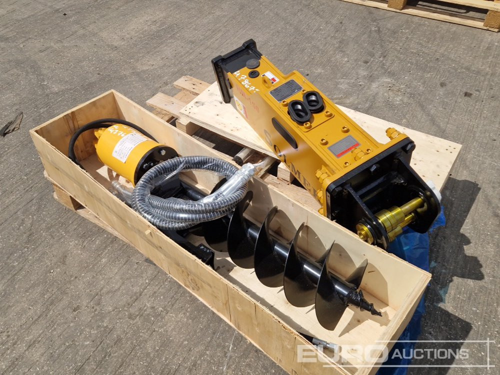 Unused 2025 Solmek Hydraulic Breaker, Auger Flight & Drive 25mm Pin to suit Mini Excavator - 유압 해머 : 사진 3 Unused 2025 Solmek Hydraulic Breaker, Auger Flight & Drive 25mm Pin to suit Mini Excavator - 유압 해머 : 사진 3