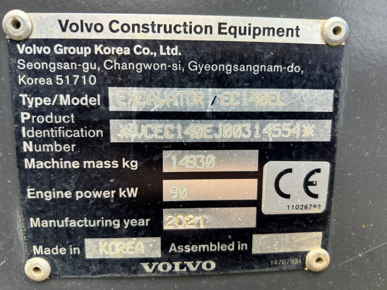 크롤러 굴삭기 VOLVO CONSTRUCTION EQUIPMENT EC140 : 사진 6