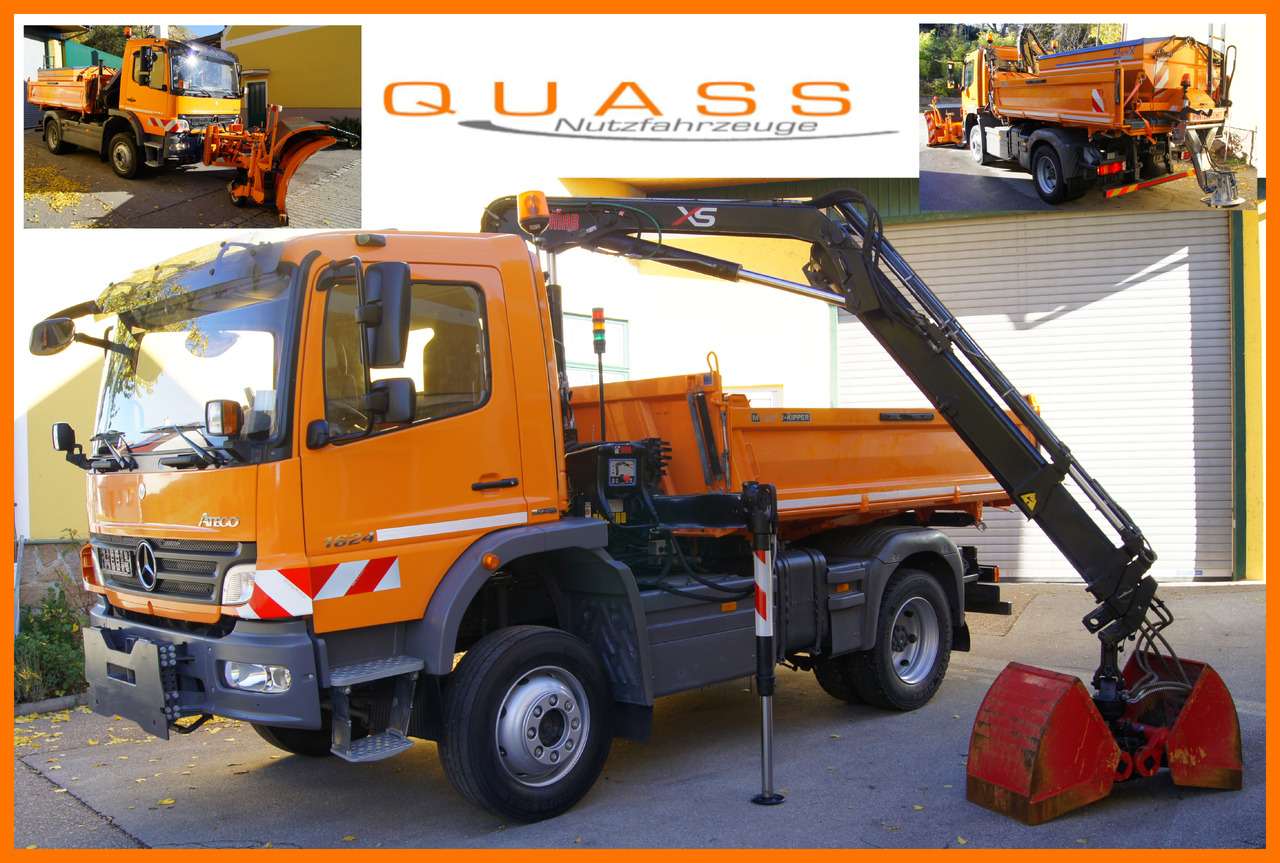 MERCEDES-BENZ ATEGO 1624 4x4/TÜV/Euro 5/HIAB/MEILLER/Winterdienst/Streuer/Schneepflug - 크레인 트럭 : 사진 1 MERCEDES-BENZ ATEGO 1624 4x4/TÜV/Euro 5/HIAB/MEILLER/Winterdienst/Streuer/Schneepflug - 크레인 트럭 : 사진 1