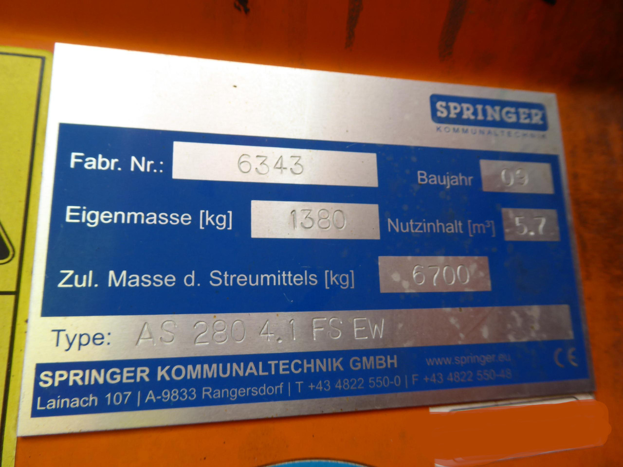 SPRINGER AS 280/Unimog U400 U500/4m³ Feuchtsalzstreuer/Salzstreuer/Streuer - 모래/ 소금 살포기 : 사진 5 SPRINGER AS 280/Unimog U400 U500/4m³ Feuchtsalzstreuer/Salzstreuer/Streuer - 모래/ 소금 살포기 : 사진 5