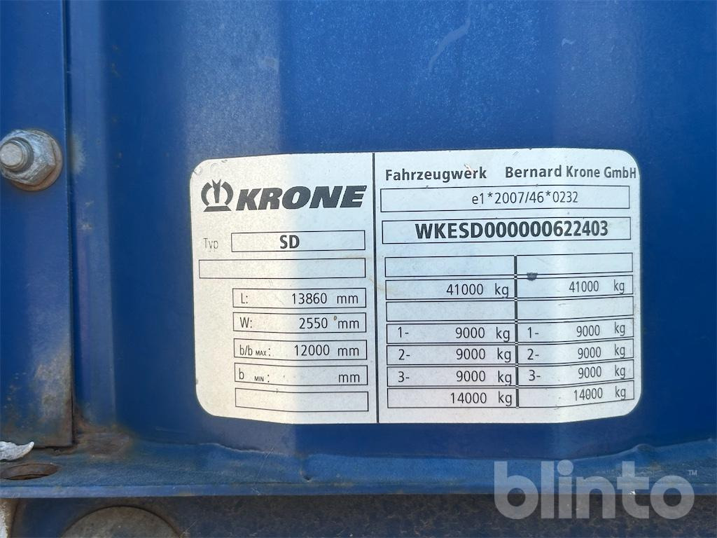 Krone SD (2014) - 드롭사이드/ 플랫베드 세미 트레일러 : 사진 5 Krone SD (2014) - 드롭사이드/ 플랫베드 세미 트레일러 : 사진 5
